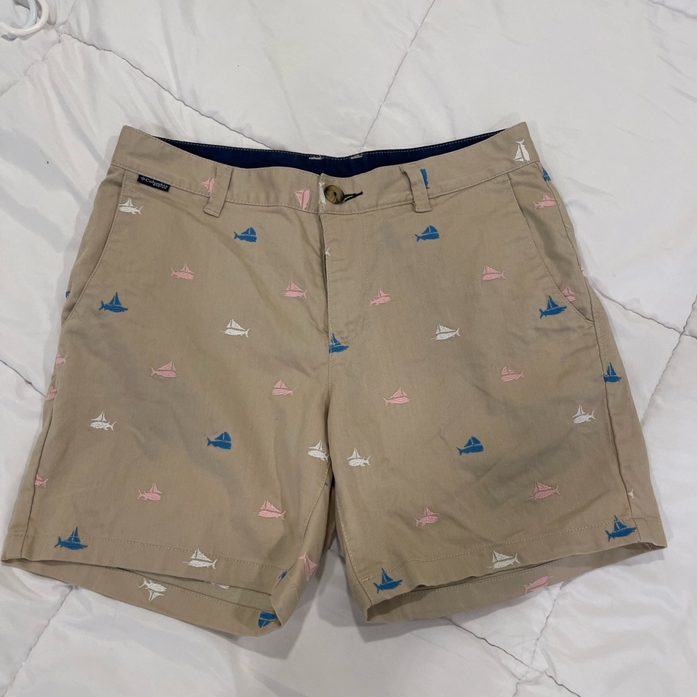 Columbia Tan Shorts with Nautical Embroidery Size 30 Waist